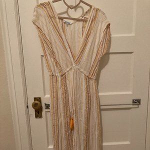 Blue Island XL striped v neck maxi dress with tassles
